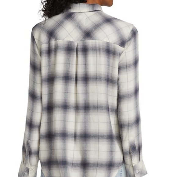 Rails Hunter Grey/White Button Front Long Sleeve Top - Picture 3 of 9